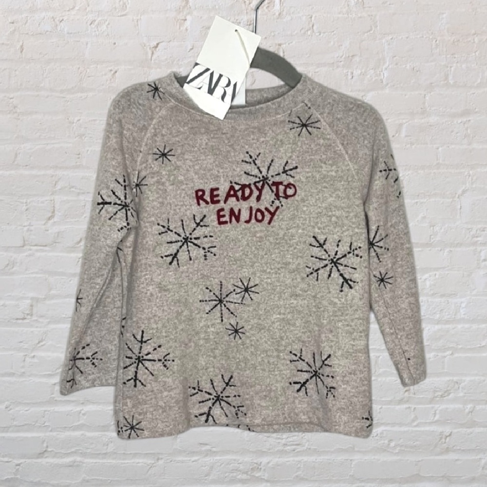 Zara 'Ready To Enjoy' Fleece Snowflake Sweater